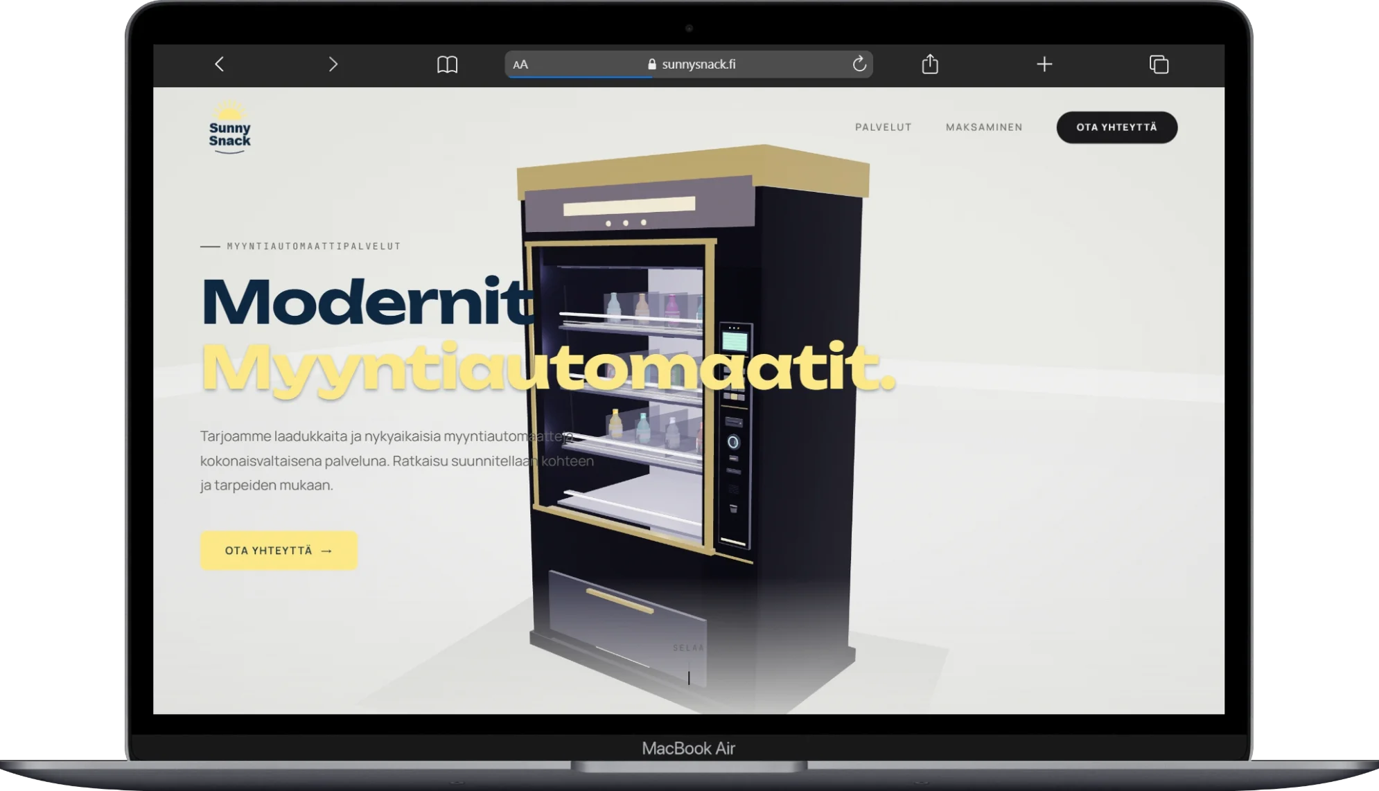 Sunnysnack.fi verkkosivut tietokoneella